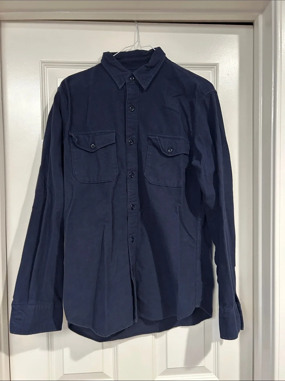 J. Crew Flannel Men's Long-Sleeve Navy Button-Up Shirt